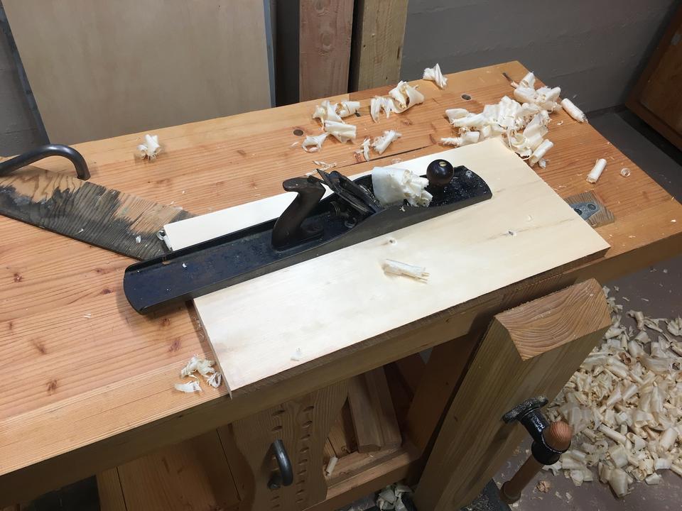 Flattening a 12" board with a jointer plane